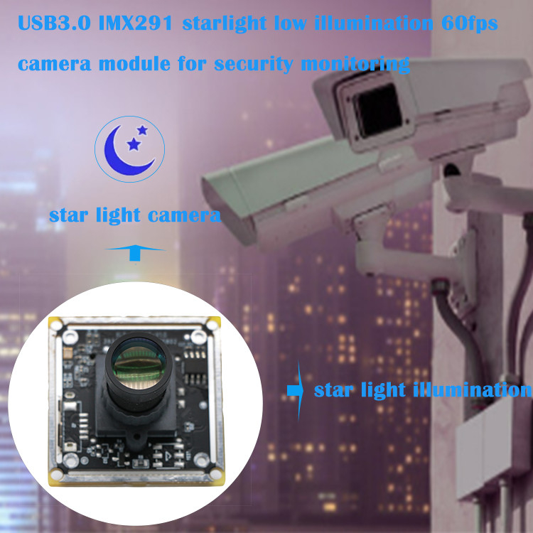 Módulo da câmera da iluminação 60fps da luz das estrelas de USB2.0 IMX291 baixo para a monitoração de segurança