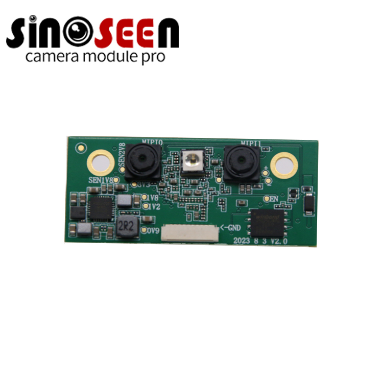 Módulo de câmera de reconhecimento facial 3D alimentado por IA com sensores IR duplos RGB UVC 720P Output e design de baixa potência